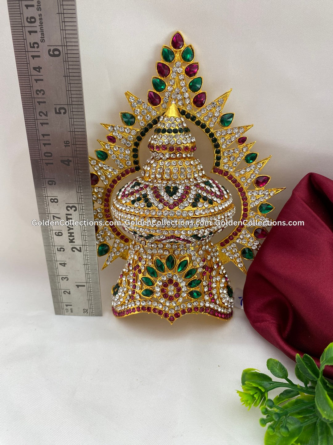Ornate Crown for Hindu Deity - GoldenCollections DGC-097 2