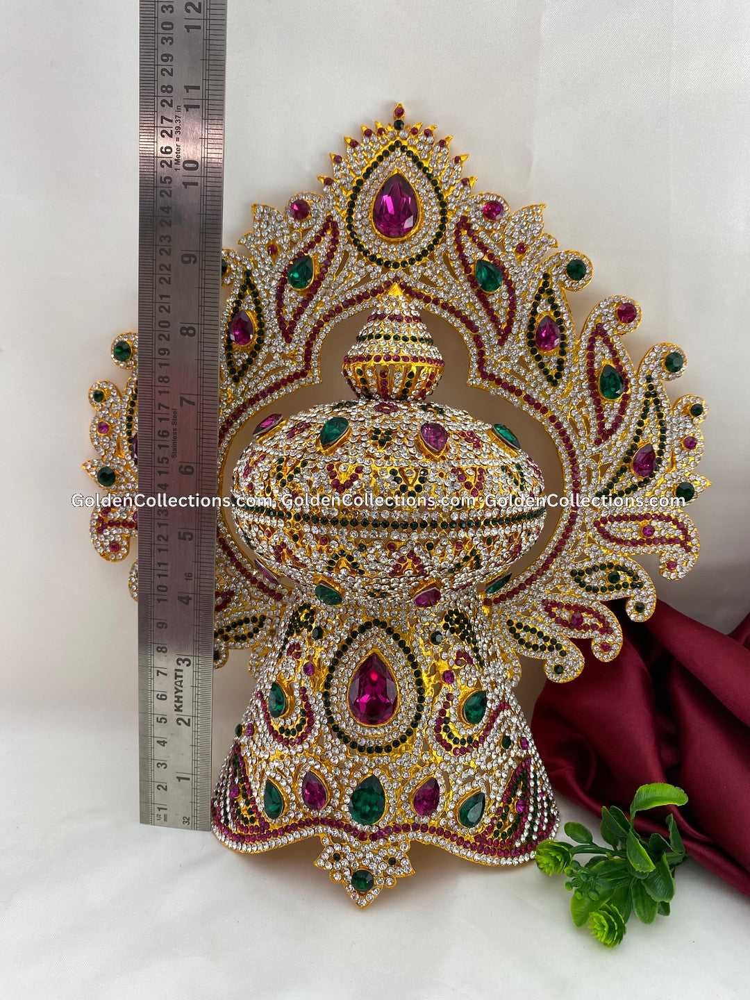 Ornate Crown for Hindu Deity - GoldenCollections DGC-125 2
