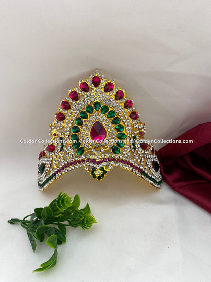 Regal Jewelled Crown for Deity - GoldenCollections DGC-134
