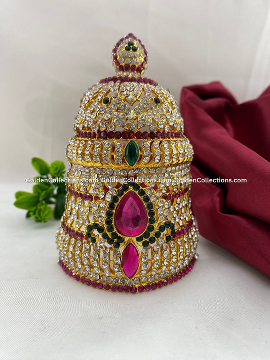 Sacred Jewellery Crown for Goddess Idol - GoldenCollections DGC-132