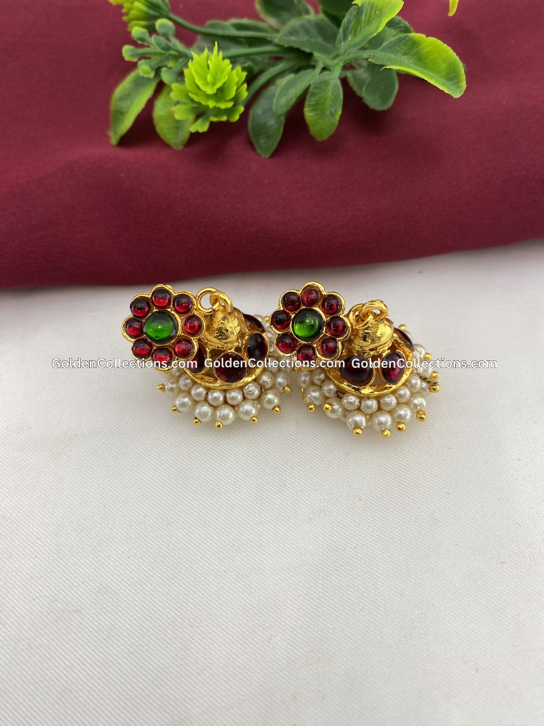 Shop Bharatanatyam Kempu Earrings - GoldenCollections BJE-026