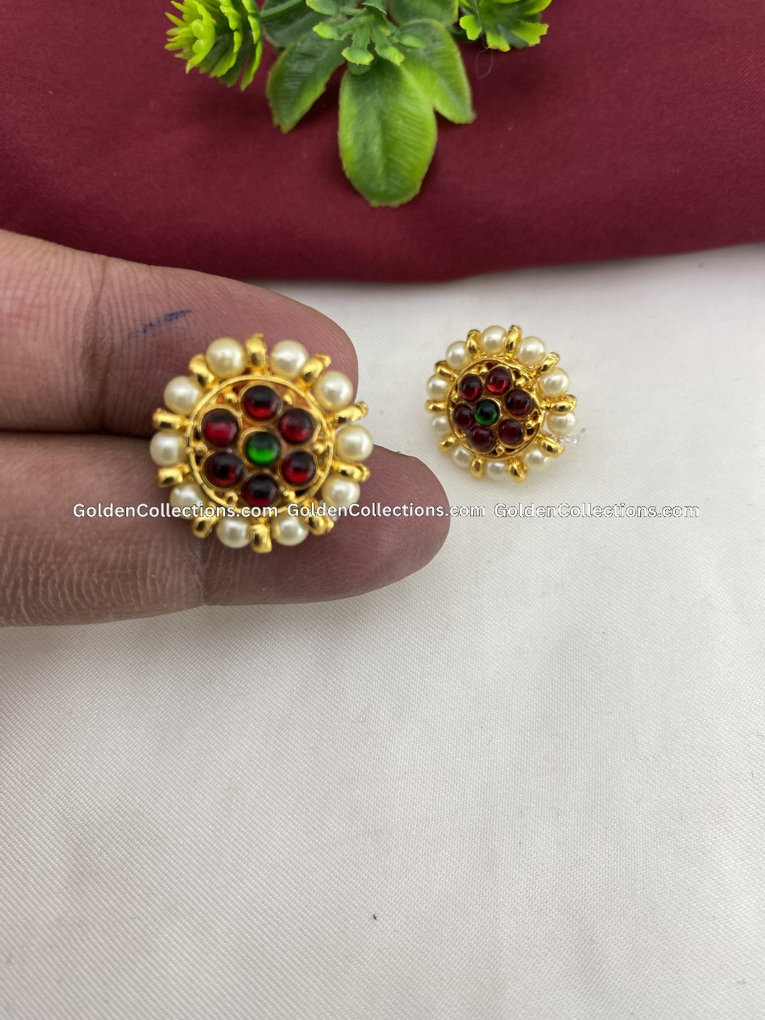 Temple Kempu Earrings - GoldenCollections BJE-008